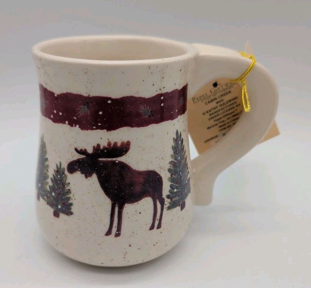 Cabin Creek Moose Mug Christmas Winter Trees Pine Kathy Sulewski Gift Tag